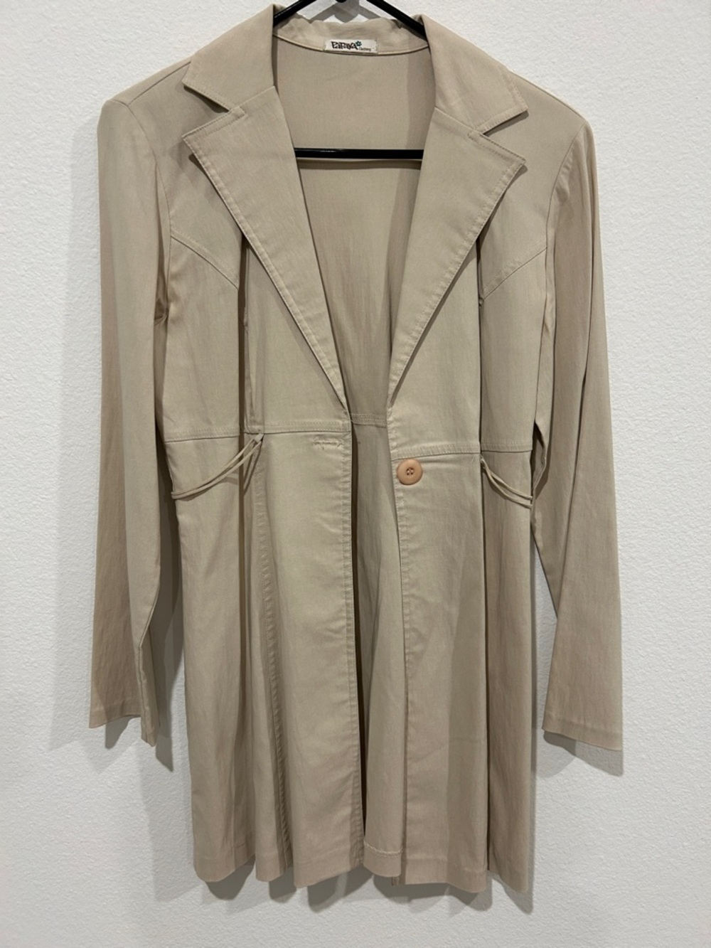 Papaya Beige Longline Single-Button Blazer